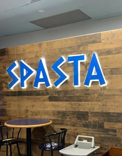Spasta Restaurant interior backlit channel letter sign